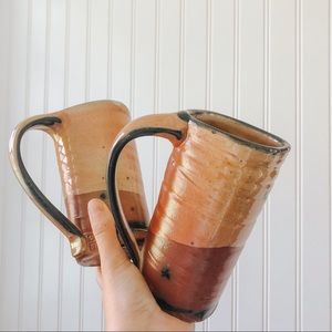 Set (2) of Vintage style Handmade Coffee Mugs